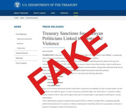 File image of a Fake statement by the US Department of the Treasury